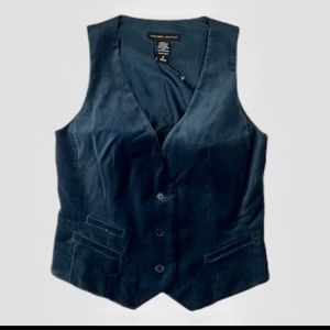NY&Co. Blue Velvet V-Neck Single Breast Adjustable Waistcoat